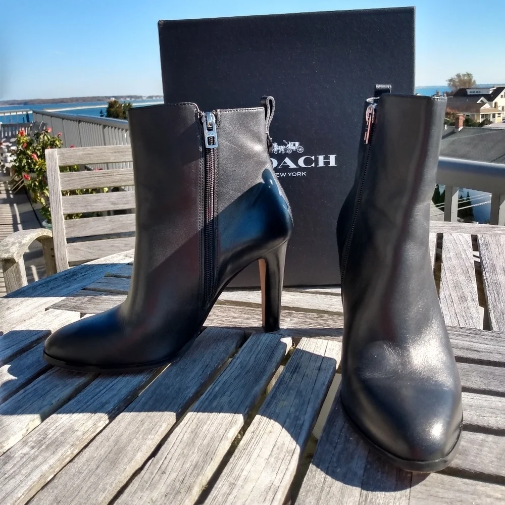 Coach Soft Calfskin Leather Heeled Booties - Picture 7 of 16